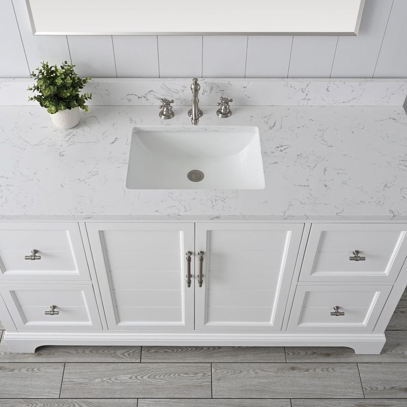 Vanity Art - Madison 60" Single Sink Bathroom Vanity with Marble Countertop