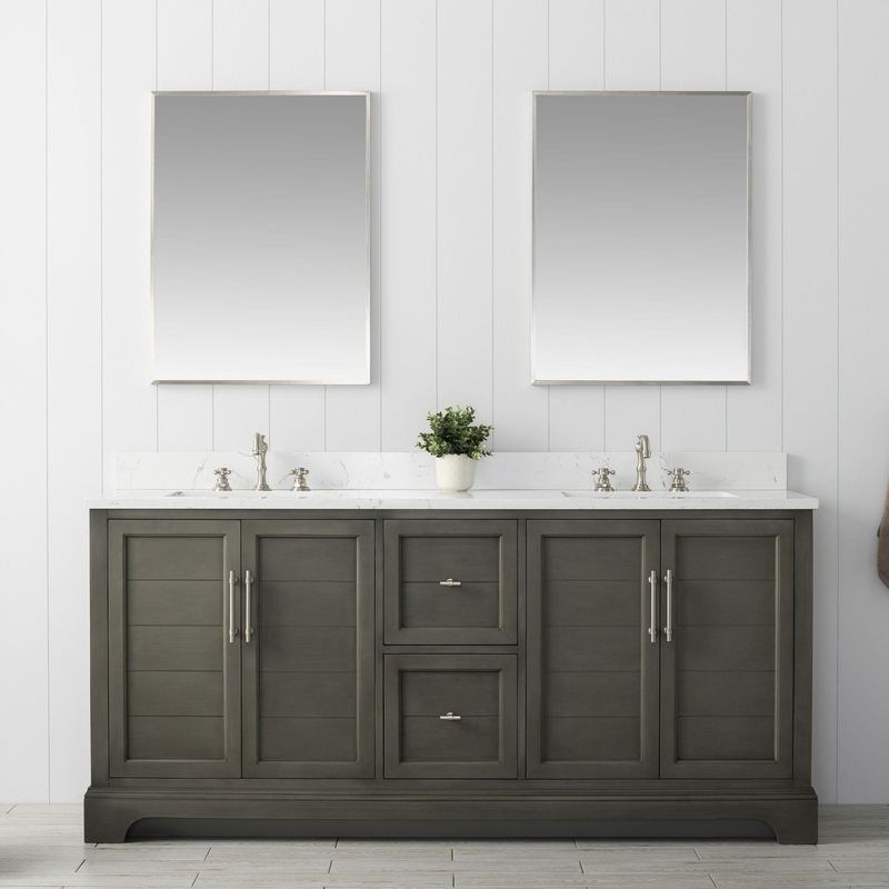 Vanity Art - Madison 72" Double Sink Bathroom Vanity with Marble Countertop