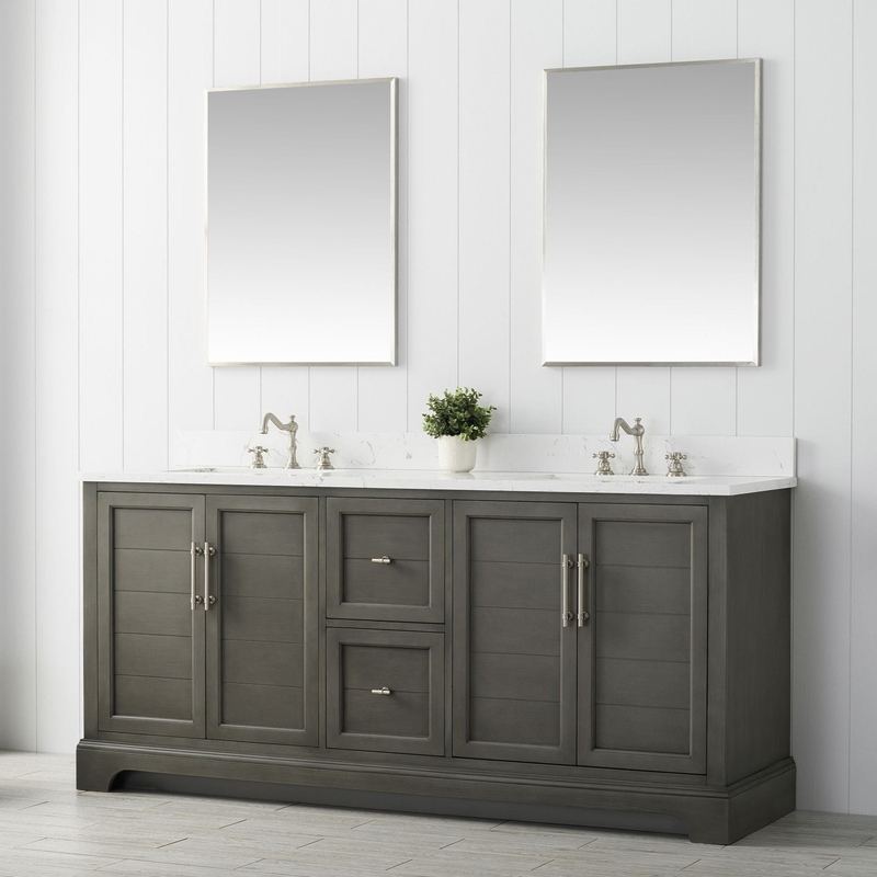 Vanity Art - Madison 72" Double Sink Bathroom Vanity with Marble Countertop