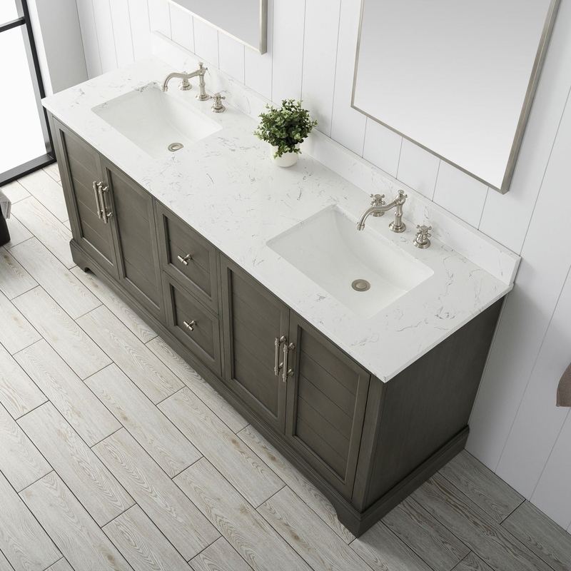 Vanity Art - Madison 72" Double Sink Bathroom Vanity with Marble Countertop