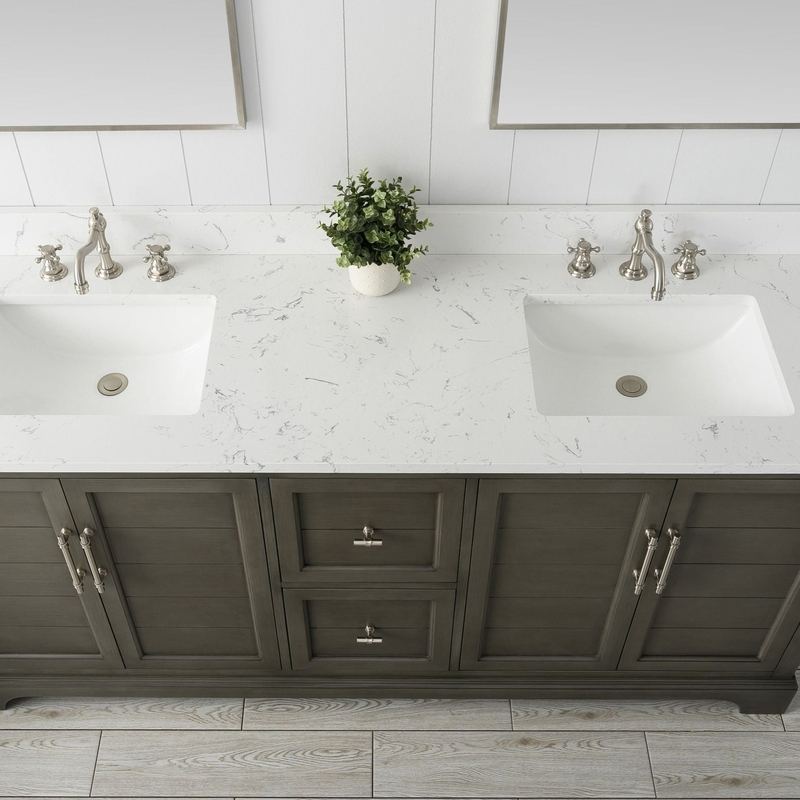 Vanity Art - Madison 72" Double Sink Bathroom Vanity with Marble Countertop