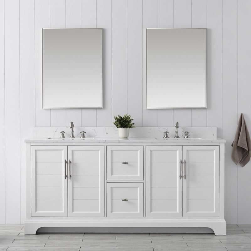 Vanity Art - Madison 72" Double Sink Bathroom Vanity with Marble Countertop