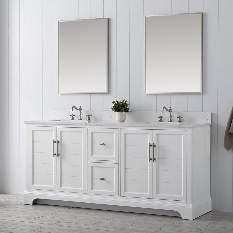 Vanity Art - Madison 72" Double Sink Bathroom Vanity with Marble Countertop