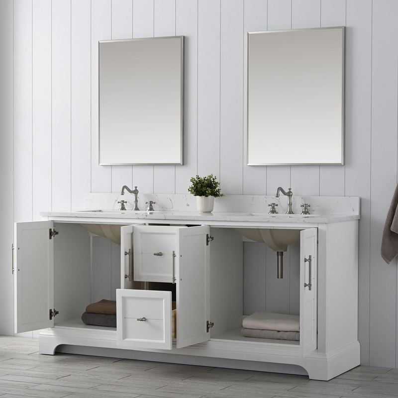 Vanity Art - Madison 72" Double Sink Bathroom Vanity with Marble Countertop