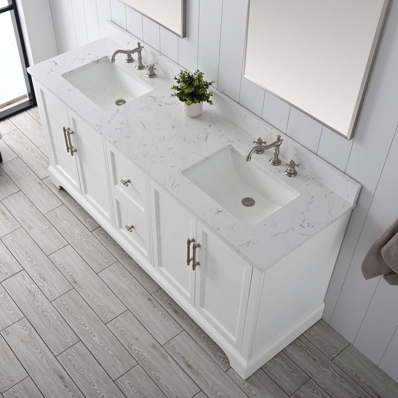 Vanity Art - Madison 72" Double Sink Bathroom Vanity with Marble Countertop