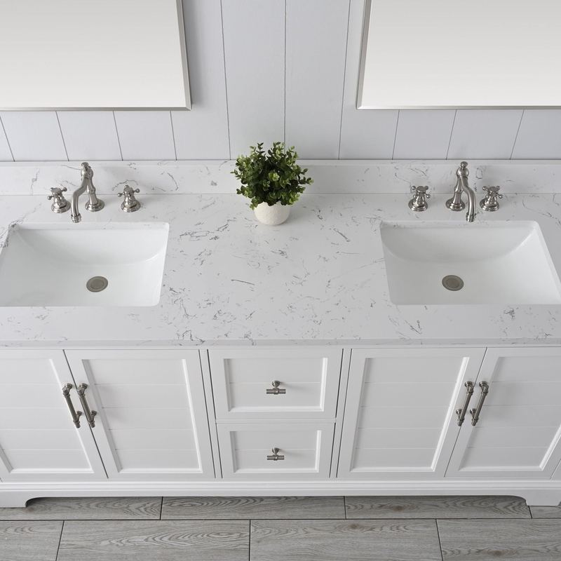 Vanity Art - Madison 72" Double Sink Bathroom Vanity with Marble Countertop