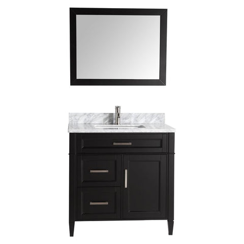 Vanity Art - Rio 36" Single Sink Bathroom Vanity Set with Sink and Mirror (Carrara Marble Top)