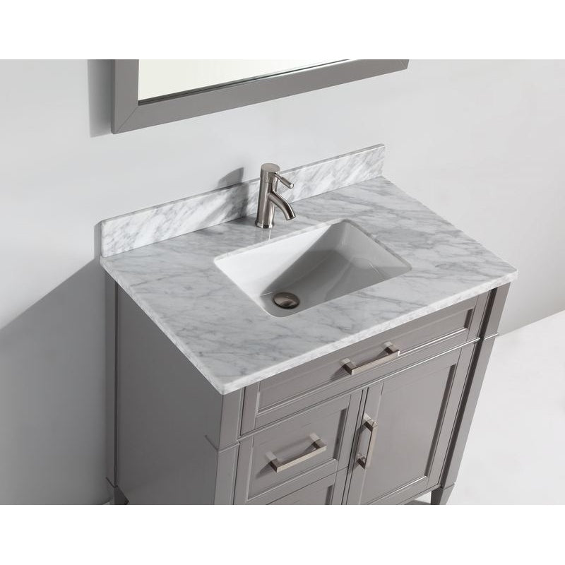 Vanity Art - Rio 36" Single Sink Bathroom Vanity Set with Sink and Mirror (Carrara Marble Top)