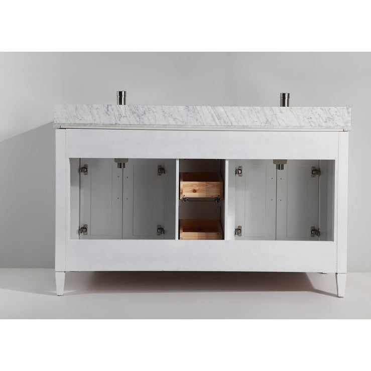 Vanity Art - Rio 60" Double Sink Bathroom Vanity Set with Sink and Mirror (Carrara Marble Top)