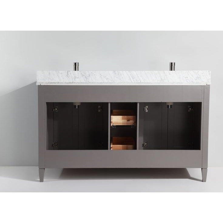 Vanity Art - Rio 72" Double Sink Bathroom Vanity Set with Sink and Mirrors (Carrara Marble Top)