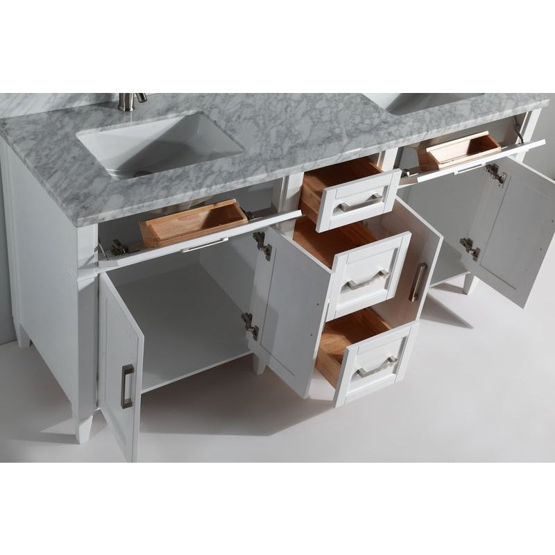 Vanity Art - Rio 72" Double Sink Bathroom Vanity Set with Sink and Mirrors (Carrara Marble Top)