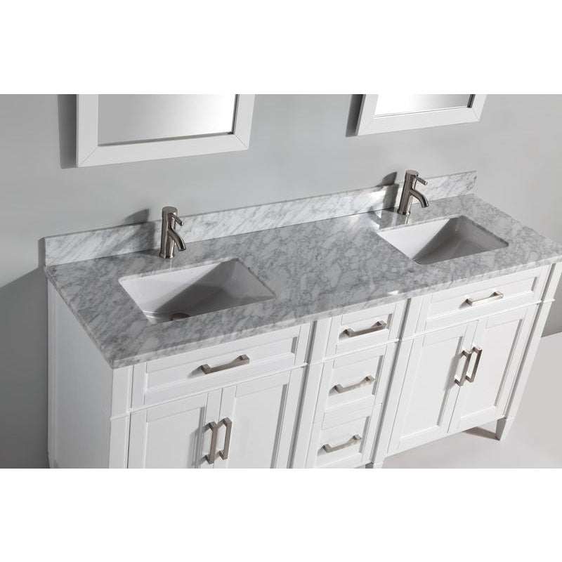 Vanity Art - Rio 72" Double Sink Bathroom Vanity Set with Sink and Mirrors (Carrara Marble Top)