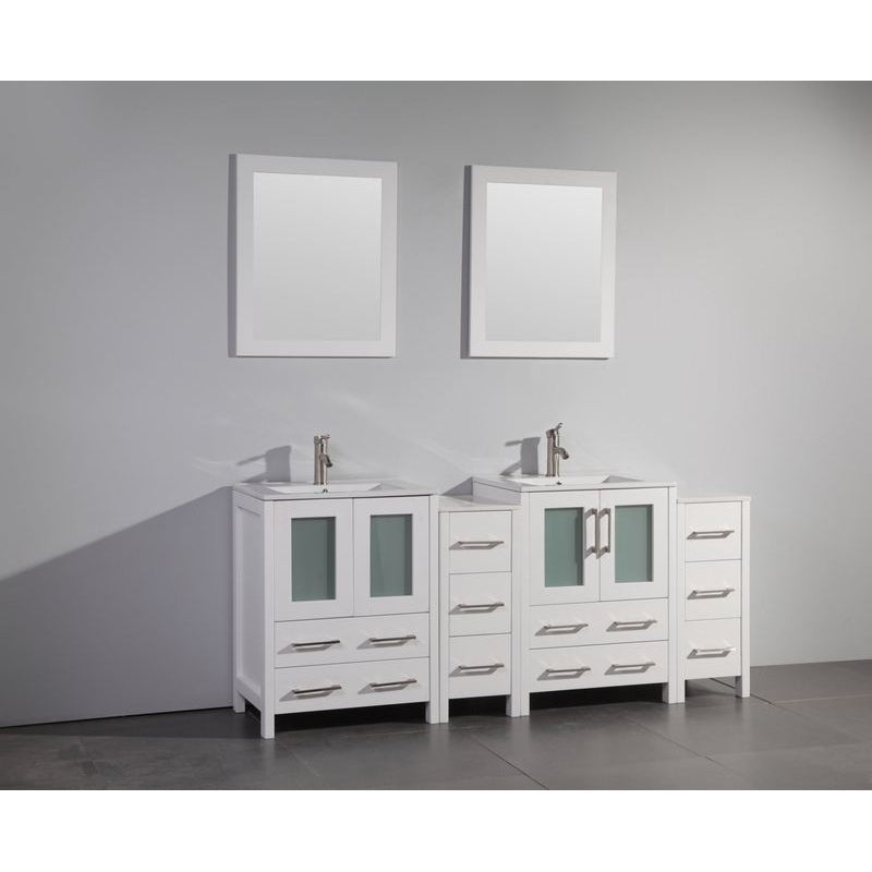 Vanity Art - London 72" Double Sink Bathroom Vanity Set with Sink and Mirrors - 2 Side Cabinets