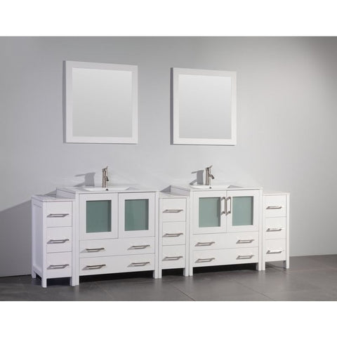 Vanity Art - London 96" Double Sink Bathroom Vanity Set with Sink and Mirrors - 3 Side Cabinets