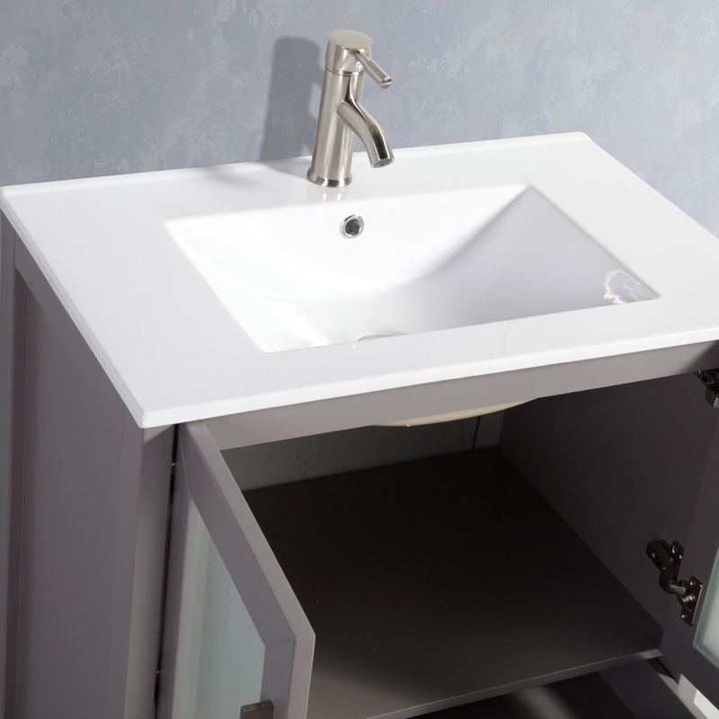 Vanity Art - Monaco 72" Double Vessel Sink Bathroom Vanity Set with Sinks and Mirrors - 1 Side Cabinet