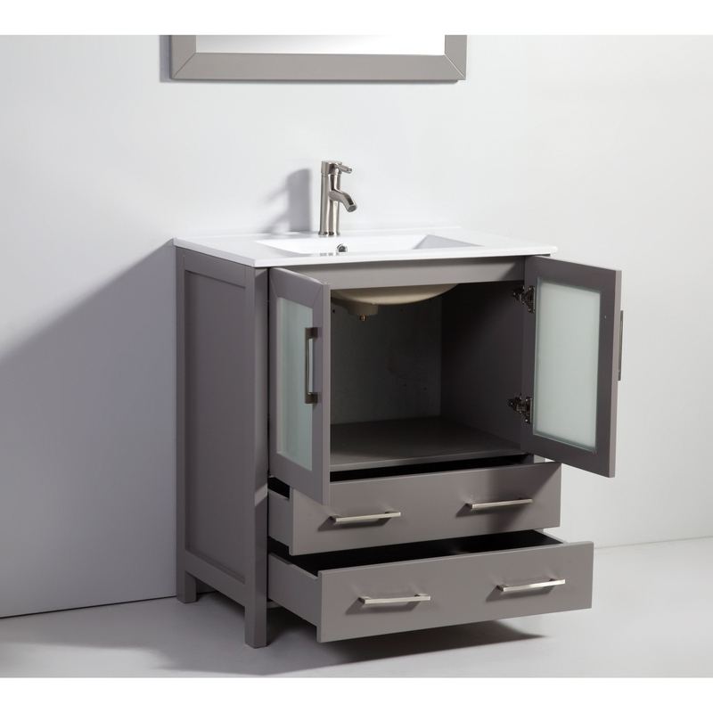 Vanity Art - Monaco 72" Double Vessel Sink Bathroom Vanity Set with Sinks and Mirrors - 1 Side Cabinet