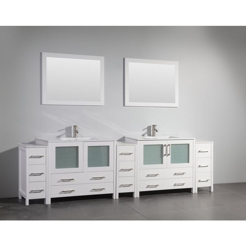 Vanity Art - London 108" Double Sink Bathroom Vanity Set with Sink and Mirrors - 3 Side Cabinets