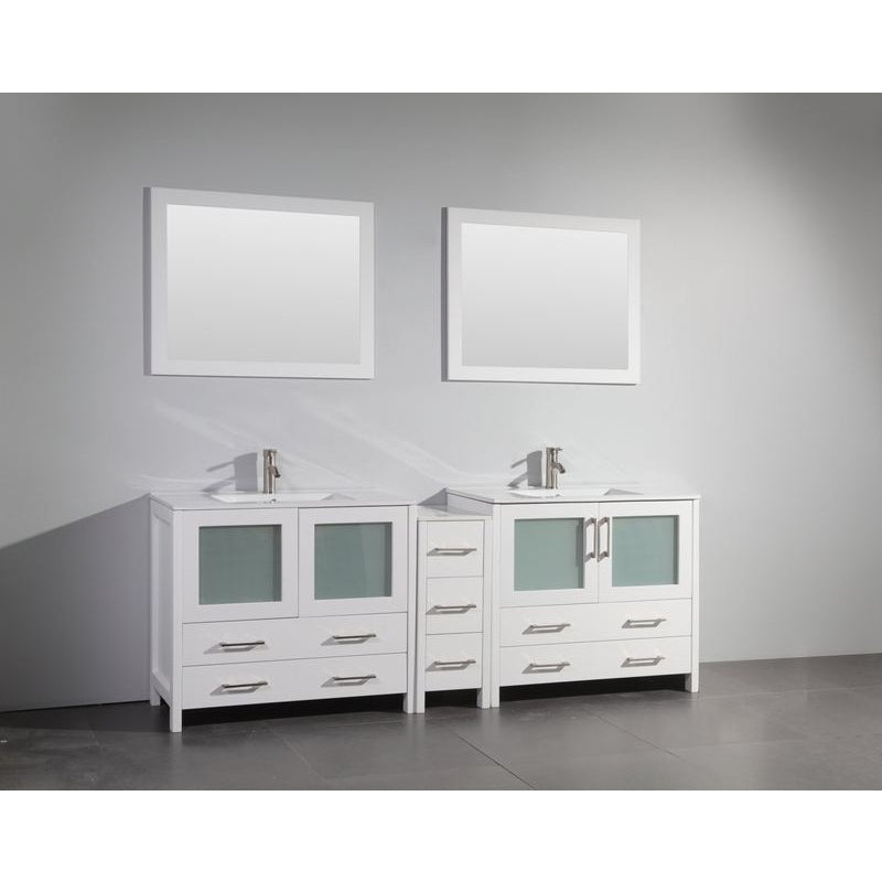 Vanity Art - London 84" Single Sink Bathroom Vanity Set with Sink and Mirrors - 1 Side Cabinet