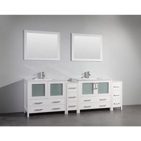 Vanity Art - London 96" Double Sink Bathroom Vanity Set with Sink and Mirrors - 2 Side Cabinets