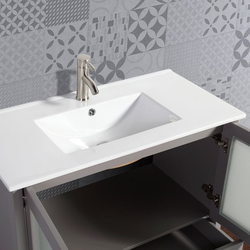 Vanity Art - London 108" Double Sink Bathroom Vanity Set with Sink and Mirrors - 3 Side Cabinets