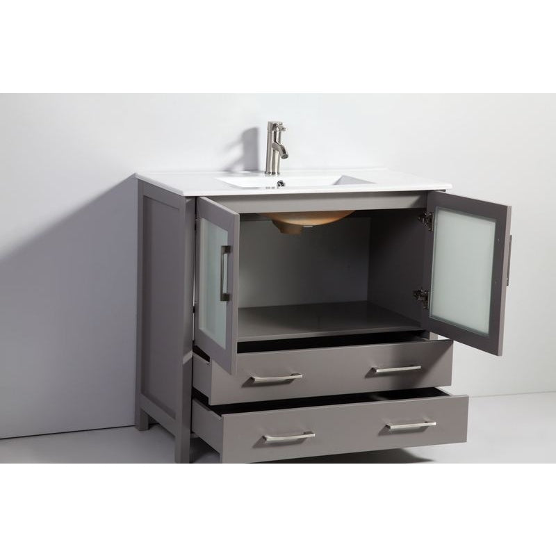 Vanity Art - London 108" Double Sink Bathroom Vanity Set with Sink and Mirrors - 3 Side Cabinets