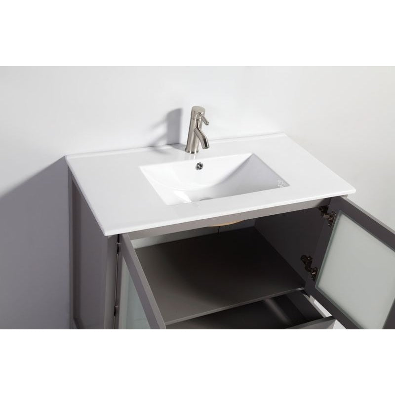 Vanity Art - London 108" Double Sink Bathroom Vanity Set with Sink and Mirrors - 3 Side Cabinets