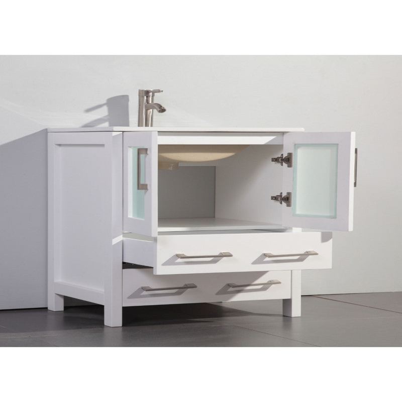 Vanity Art - London 108" Double Sink Bathroom Vanity Set with Sink and Mirrors - 3 Side Cabinets