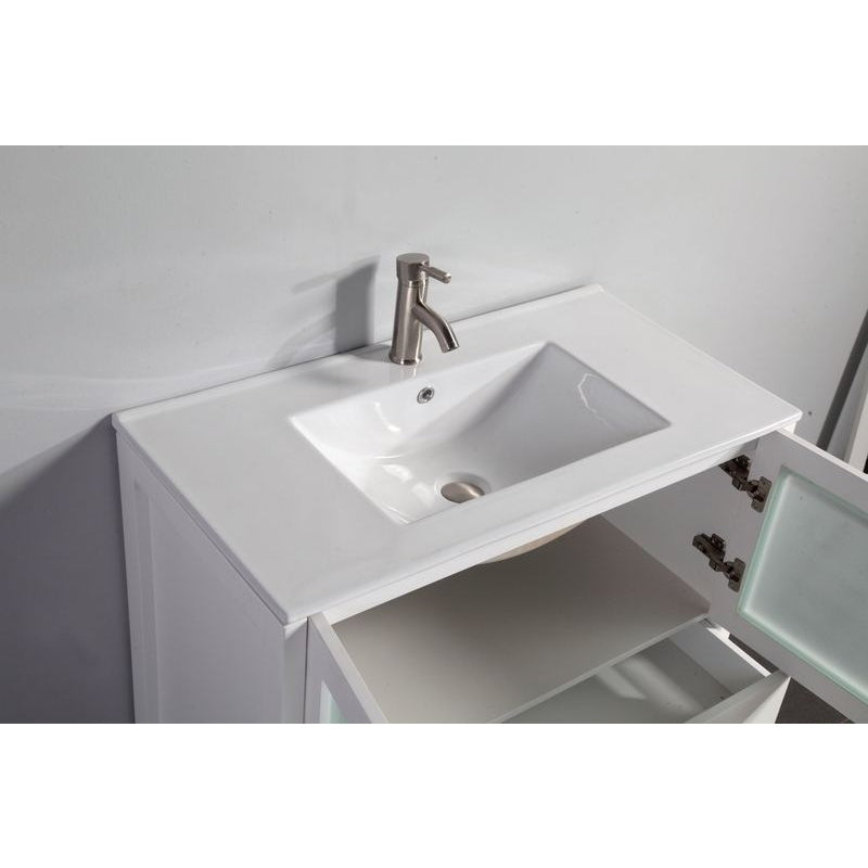 Vanity Art - London 108" Double Sink Bathroom Vanity Set with Sink and Mirrors - 3 Side Cabinets