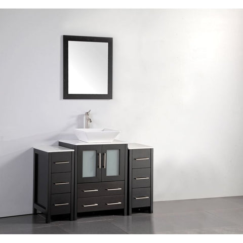 Vanity Art - Monaco 48" Single Vessel Sink Bathroom Vanity Set with Sink and Mirror - 2 Side Cabinets