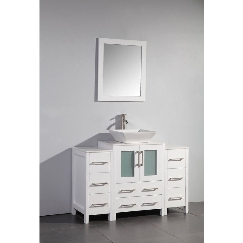 Vanity Art - Monaco 48" Single Vessel Sink Bathroom Vanity Set with Sink and Mirror - 2 Side Cabinets