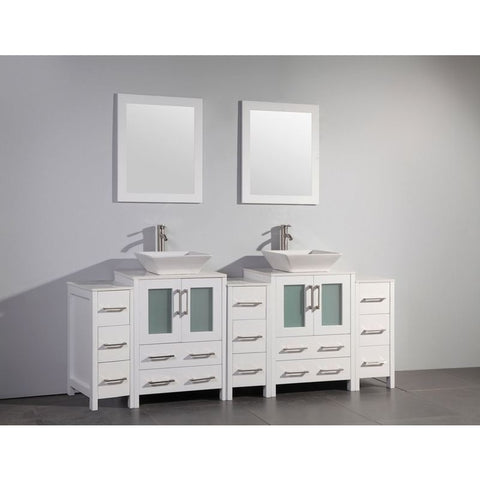 Vanity Art - Monaco 84" Double Vessel Sink Bathroom Vanity Set with Sinks and Mirrors - 3 Side Cabinets