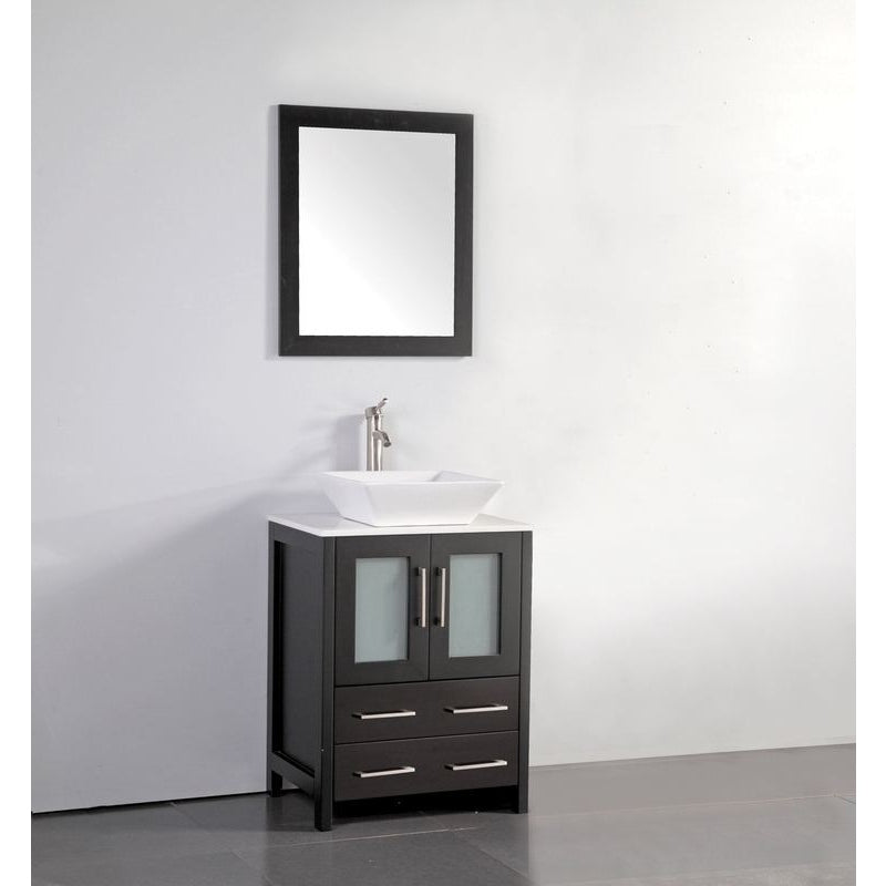 Vanity Art - Monaco 24" Single Vessel Sink Bathroom Vanity Set with Sink and Mirror