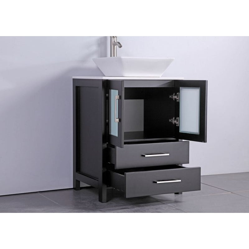 Vanity Art - Monaco 48" Single Vessel Sink Bathroom Vanity Set with Sink and Mirror - 2 Side Cabinets