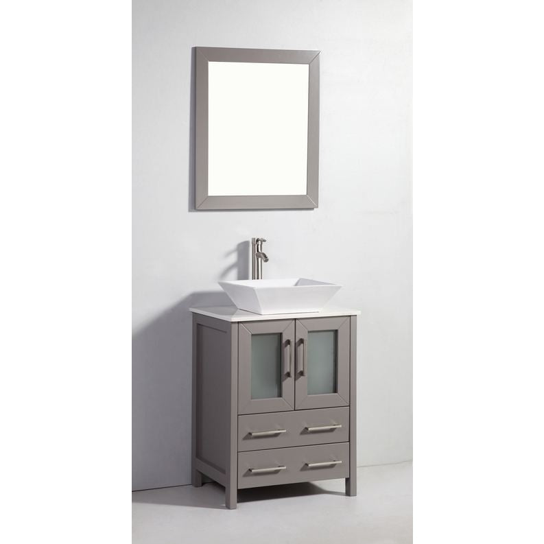 Vanity Art - Monaco 24" Single Vessel Sink Bathroom Vanity Set with Sink and Mirror