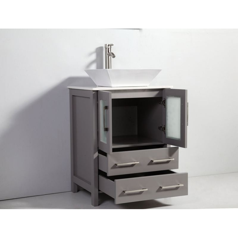 Vanity Art - Monaco 48" Single Vessel Sink Bathroom Vanity Set with Sink and Mirror - 2 Side Cabinets