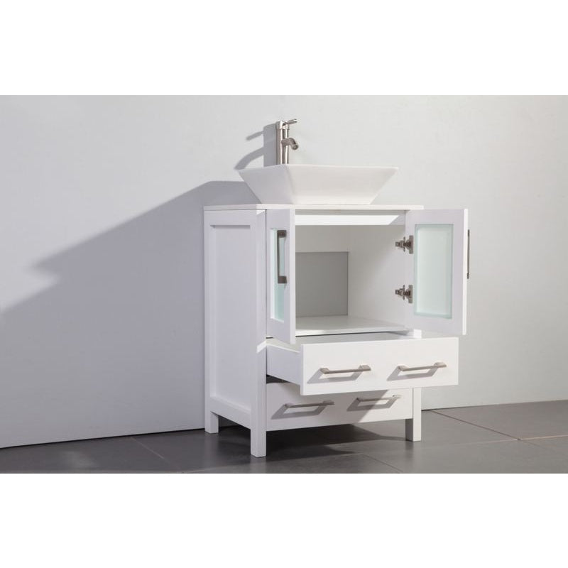 Vanity Art - Monaco 48" Single Vessel Sink Bathroom Vanity Set with Sink and Mirror - 2 Side Cabinets