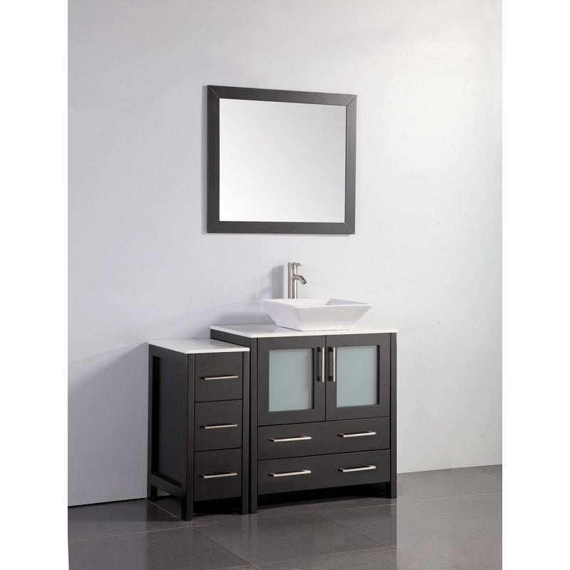 Vanity Art - Monaco 42" Single Vessel Sink Bathroom Vanity Set with Sink and Mirror - 1 Side Cabinet