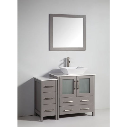 Vanity Art - Monaco 42" Single Vessel Sink Bathroom Vanity Set with Sink and Mirror - 1 Side Cabinet