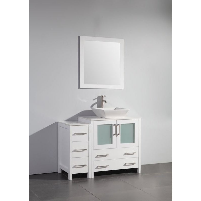 Vanity Art - Monaco 42" Single Vessel Sink Bathroom Vanity Set with Sink and Mirror - 1 Side Cabinet