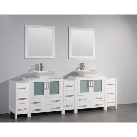 Vanity Art - Monaco 96" Double Vessel Sink Bathroom Vanity Set with Sinks and Mirrors - 3 Side Cabinets