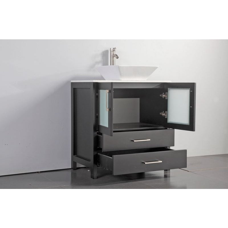 Vanity Art - Monaco 42" Single Vessel Sink Bathroom Vanity Set with Sink and Mirror - 1 Side Cabinet