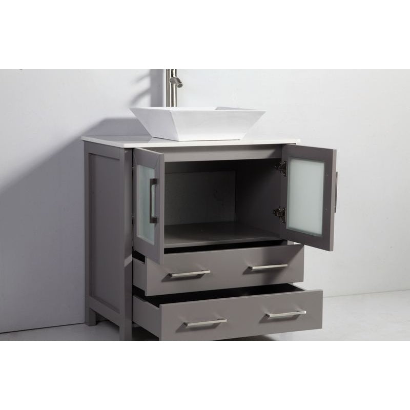 Vanity Art - Monaco 42" Single Vessel Sink Bathroom Vanity Set with Sink and Mirror - 1 Side Cabinet