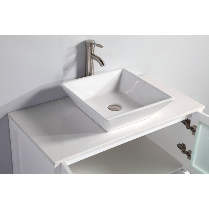 Vanity Art - Monaco 42" Single Vessel Sink Bathroom Vanity Set with Sink and Mirror - 1 Side Cabinet