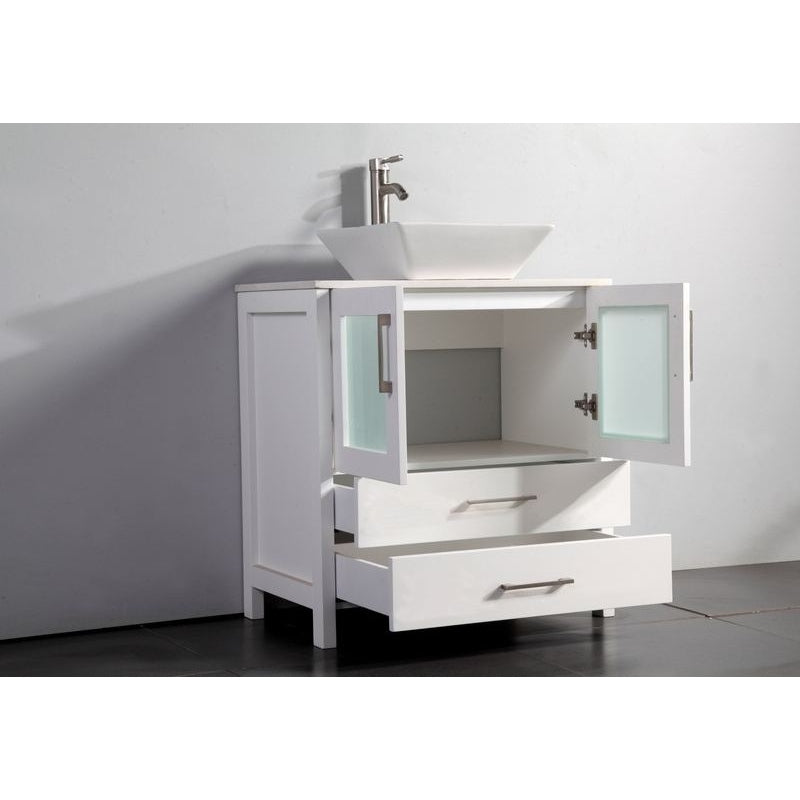 Vanity Art - Monaco 42" Single Vessel Sink Bathroom Vanity Set with Sink and Mirror - 1 Side Cabinet