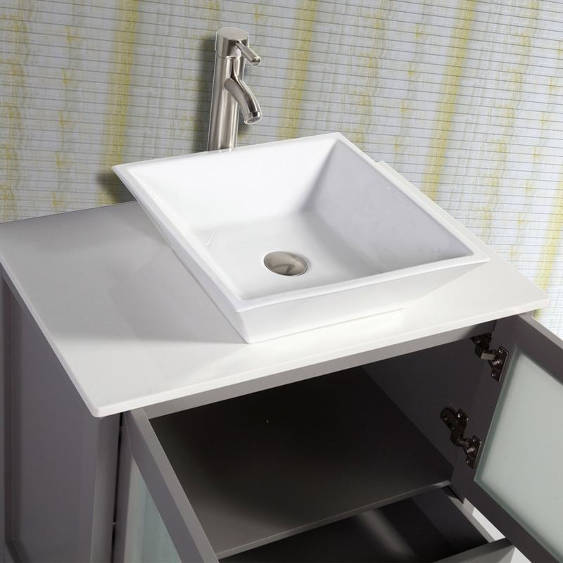 Vanity Art - Monaco 42" Single Vessel Sink Bathroom Vanity Set with Sink and Mirror - 1 Side Cabinet