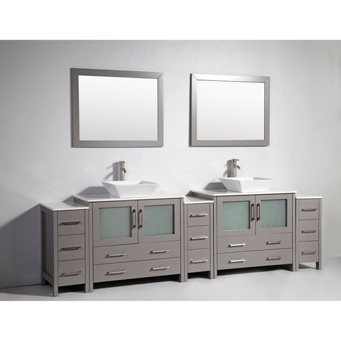 Vanity Art - Monaco 108" Double Vessel Sink Bathroom Vanity Set with Sinks and Mirrors - 3 Side Cabinets