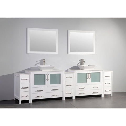 Vanity Art - Monaco 108" Double Vessel Sink Bathroom Vanity Set with Sinks and Mirrors - 3 Side Cabinets