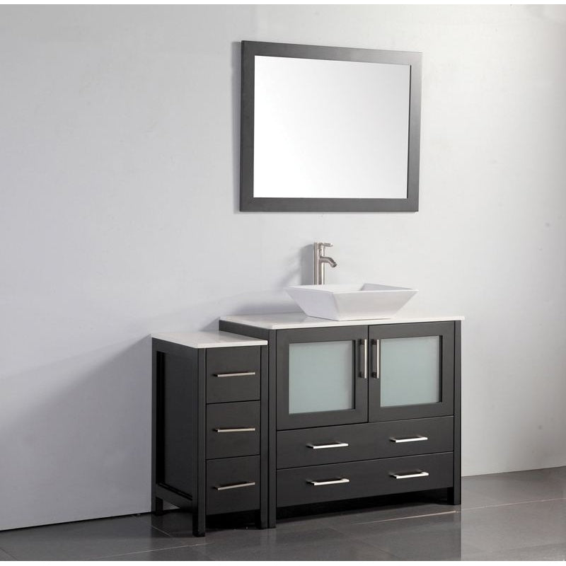 Vanity Art - Monaco 48" Single Vessel Sink Bathroom Vanity Set with Sink and Mirror - 1 Side Cabinet