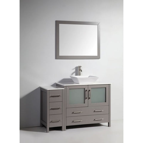 Vanity Art - Monaco 48" Single Vessel Sink Bathroom Vanity Set with Sink and Mirror - 1 Side Cabinet