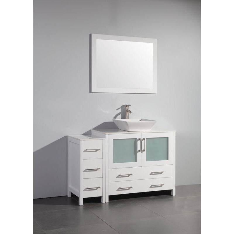 Vanity Art - Monaco 48" Single Vessel Sink Bathroom Vanity Set with Sink and Mirror - 1 Side Cabinet